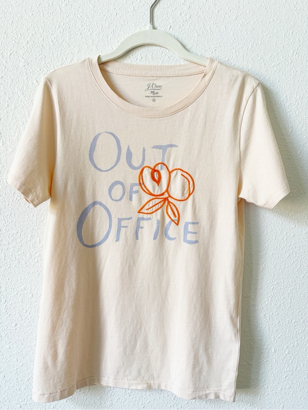 J Crew Broken In Jersey Out of Office T Shirt Size XS Embroidered Vacation